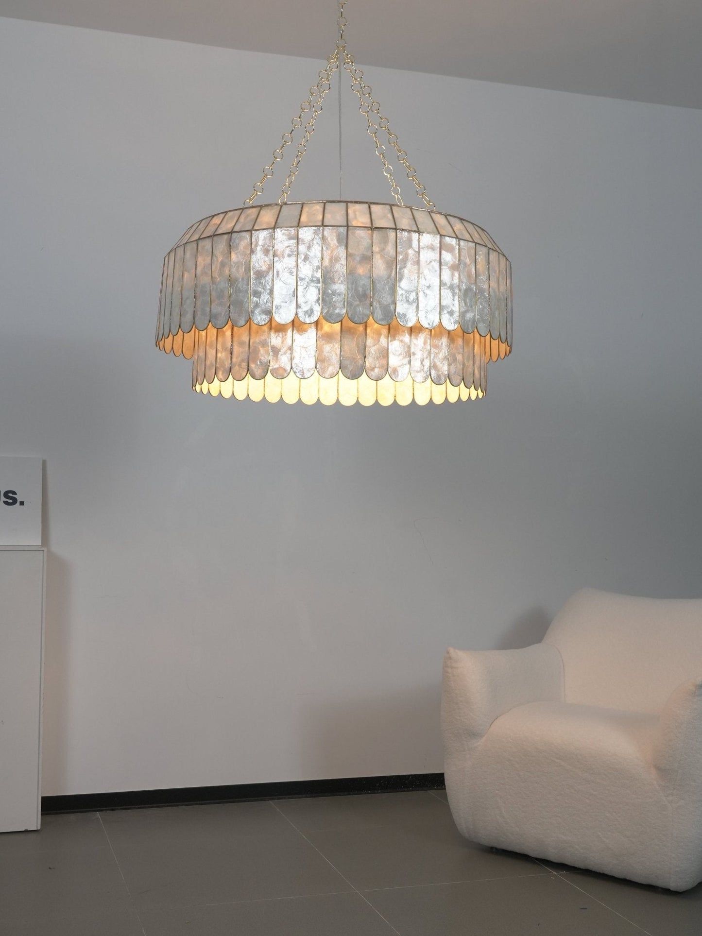 Capiz Aurelia Chandelier - Elegant Design with Adjustable Height & Sof