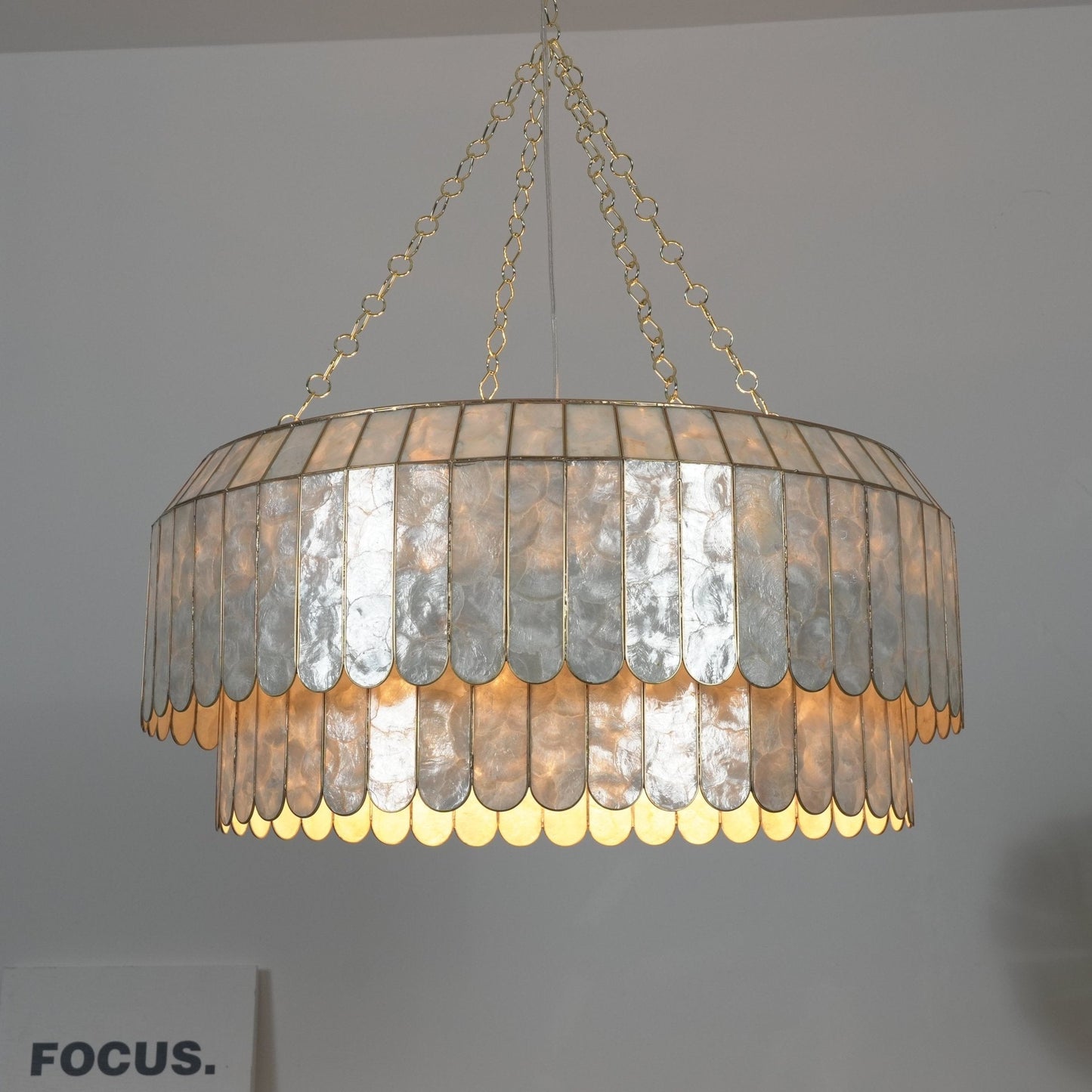 Capiz Aurelia Chandelier - Elegant Design with Adjustable Height & Sof