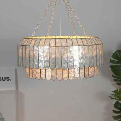 Capiz Aurelia Chandelier - Elegant Design with Adjustable Height & Sof