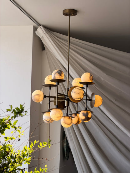 Cara Alabaster Chandelier - Elegant Design with Adjustable Height & LE