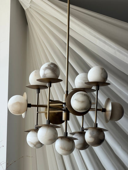 Cara Alabaster Chandelier - Elegant Design with Adjustable Height & LE