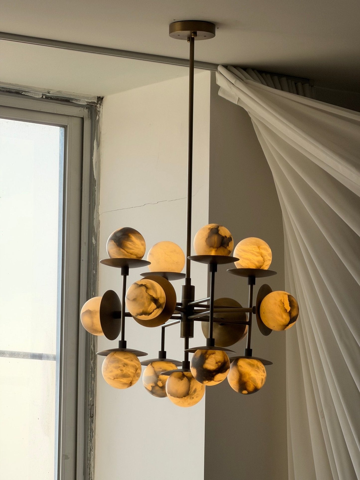 Cara Alabaster Chandelier - Elegant Design with Adjustable Height & LE