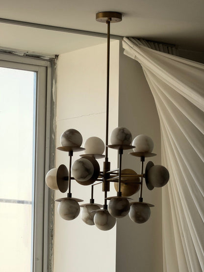 Cara Alabaster Chandelier - Elegant Design with Adjustable Height & LE