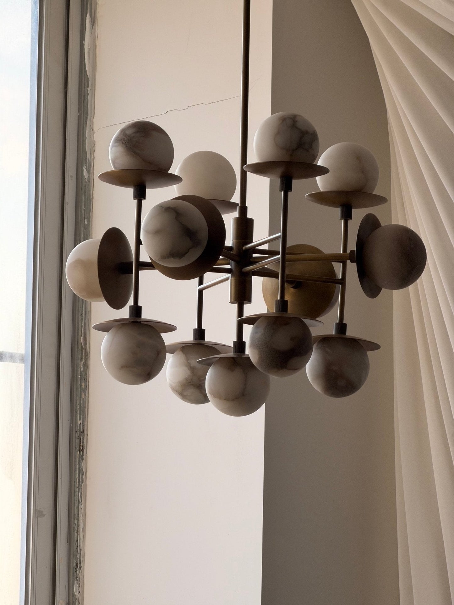 Cara Alabaster Chandelier - Elegant Design with Adjustable Height & LE