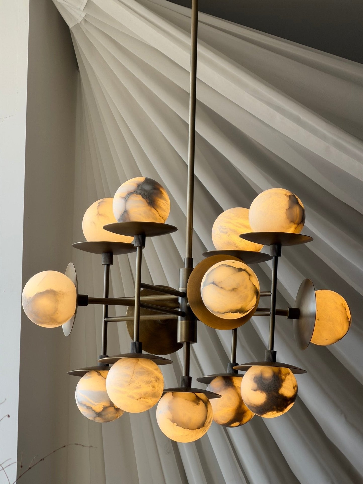 Cara Alabaster Chandelier - Elegant Design with Adjustable Height & LE