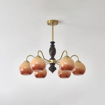 Elegant Caramel Orb Chandelier - Adjustable Height, Energy Efficient L
