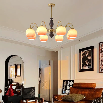 Elegant Caramel Orb Chandelier - Adjustable Height, Energy Efficient L