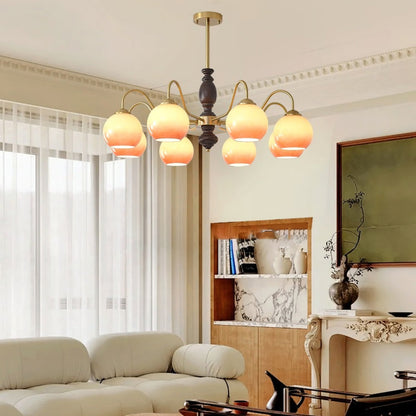 Elegant Caramel Orb Chandelier - Adjustable Height, Energy Efficient L