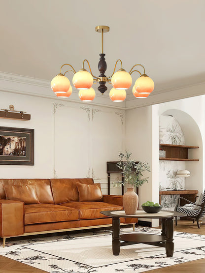 Elegant Caramel Orb Chandelier - Adjustable Height, Energy Efficient L