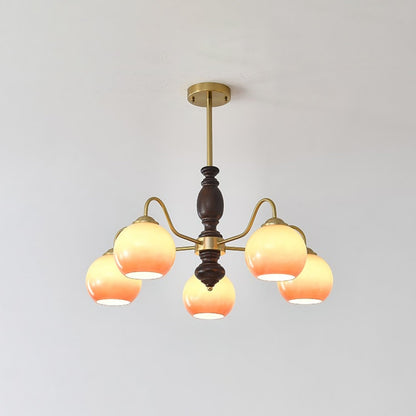 Elegant Caramel Orb Chandelier - Adjustable Height, Energy Efficient L