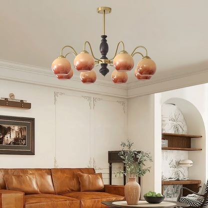 Elegant Caramel Orb Chandelier - Adjustable Height, Energy Efficient L