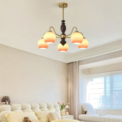 Elegant Caramel Orb Chandelier - Adjustable Height, Energy Efficient L
