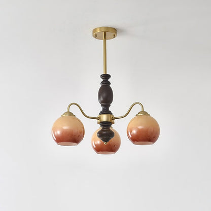 Elegant Caramel Orb Chandelier - Adjustable Height, Energy Efficient L