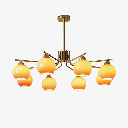 Elegant Caramel Sphere Chandelier - Adjustable Height, LED Compatible