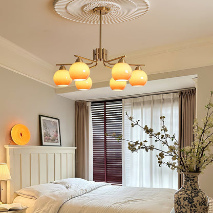 Elegant Caramel Sphere Chandelier - Adjustable Height, LED Compatible