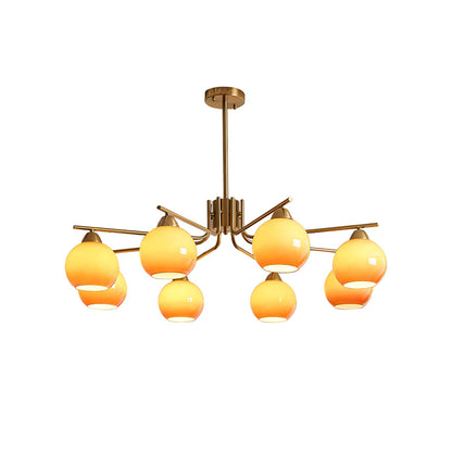 Elegant Caramel Sphere Chandelier - Adjustable Height, LED Compatible