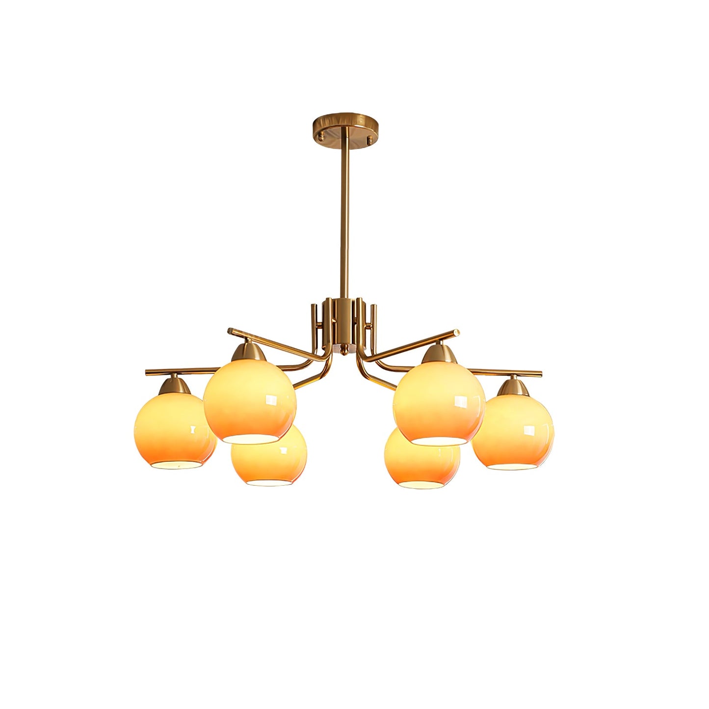 Elegant Caramel Sphere Chandelier - Adjustable Height, LED Compatible