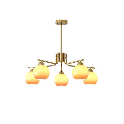 Elegant Caramel Sphere Chandelier - Adjustable Height, LED Compatible