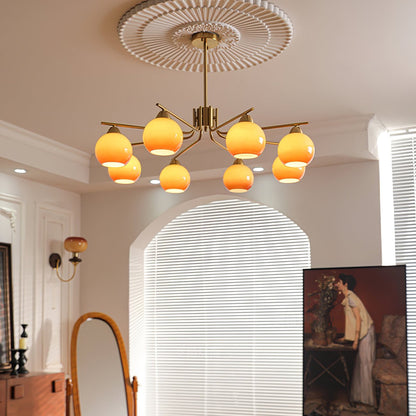 Elegant Caramel Sphere Chandelier - Adjustable Height, LED Compatible
