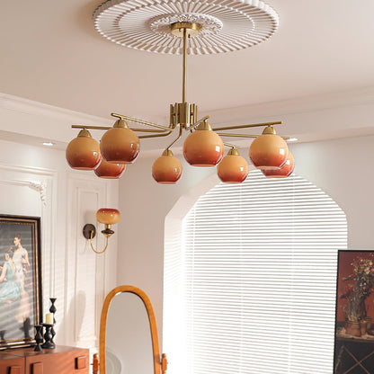 Elegant Caramel Sphere Chandelier - Adjustable Height, LED Compatible