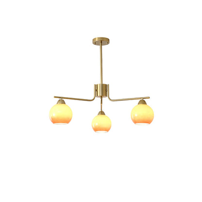 Elegant Caramel Sphere Chandelier - Adjustable Height, LED Compatible