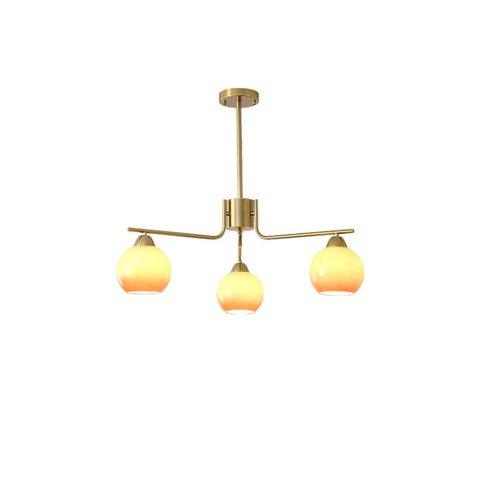 Elegant Caramel Sphere Chandelier - Adjustable Height, LED Compatible