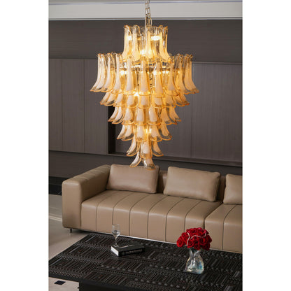 Amber Cloud Glass Petals Chandelier - Elegant Design & Adjustable Heig