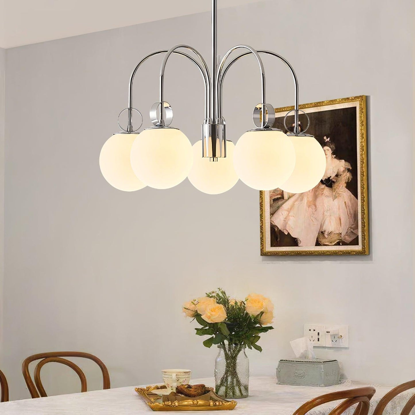 Carisa Collection Modern Chandelier with Adjustable Brightness & Elega