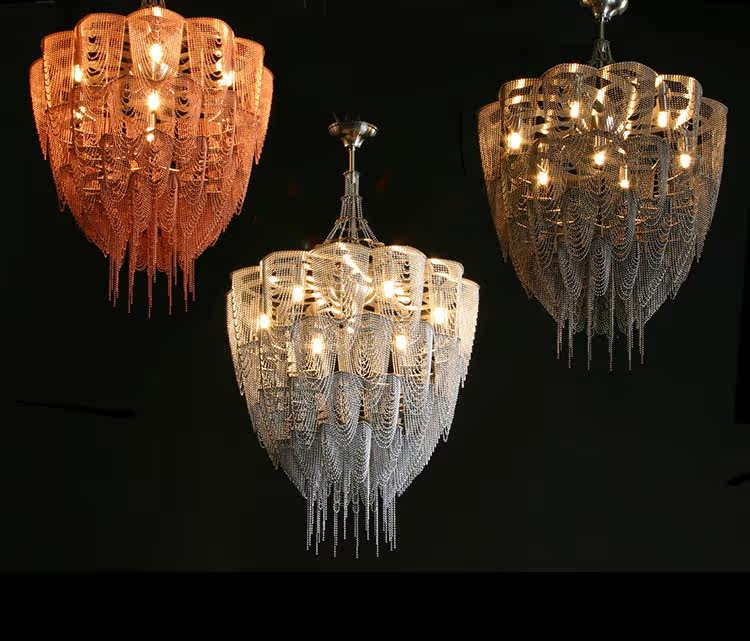 Cascade Aluminum Chain Chandelier - Modern Design with Adjustable Heig