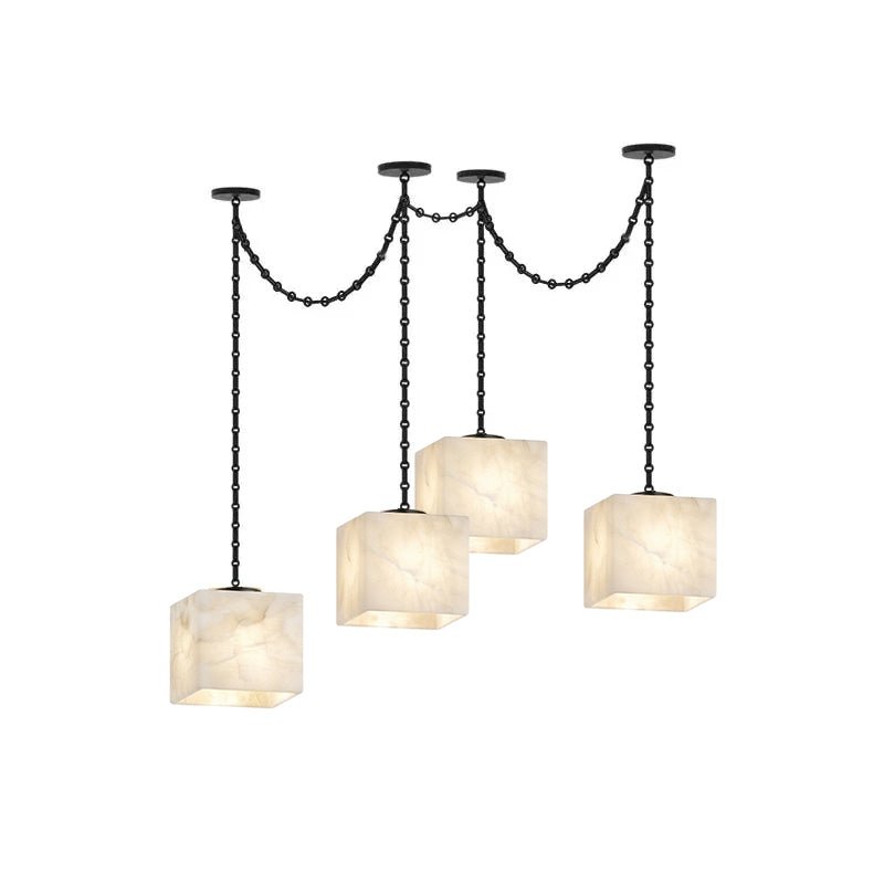 Cascade Chain Cube Chandelier - Modern Design, Adjustable Height, LED