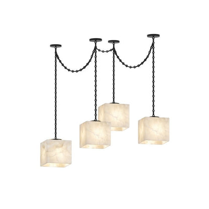 Cascade Chain Cube Chandelier - Modern Design, Adjustable Height, LED