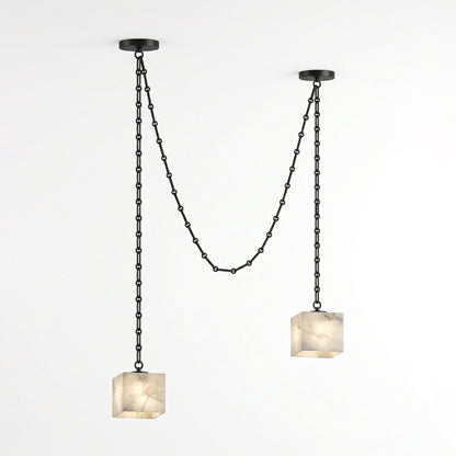 Cascade Chain Cube Chandelier - Modern Design, Adjustable Height, LED