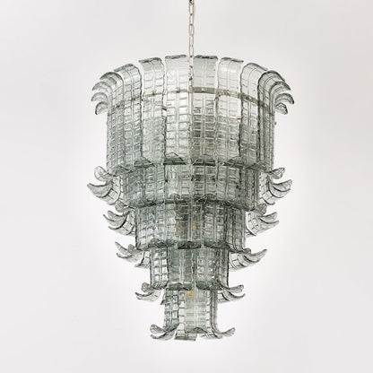 Elegant Cascade Glass Green Chandelier with Adjustable Height & LED Co