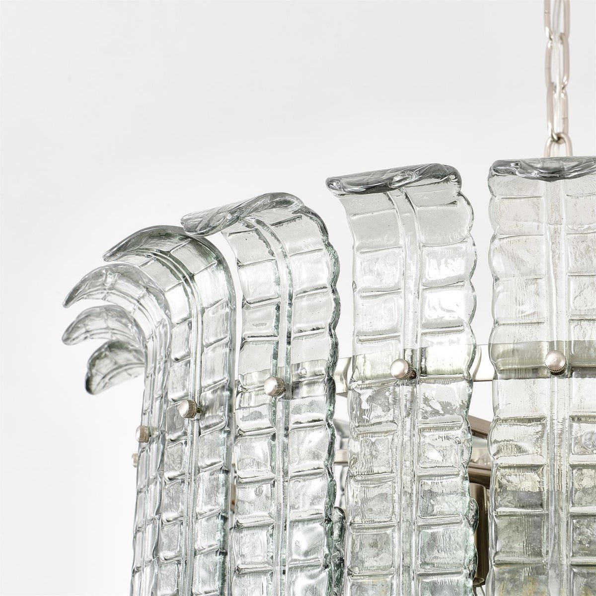 Elegant Cascade Glass Green Chandelier with Adjustable Height & LED Co