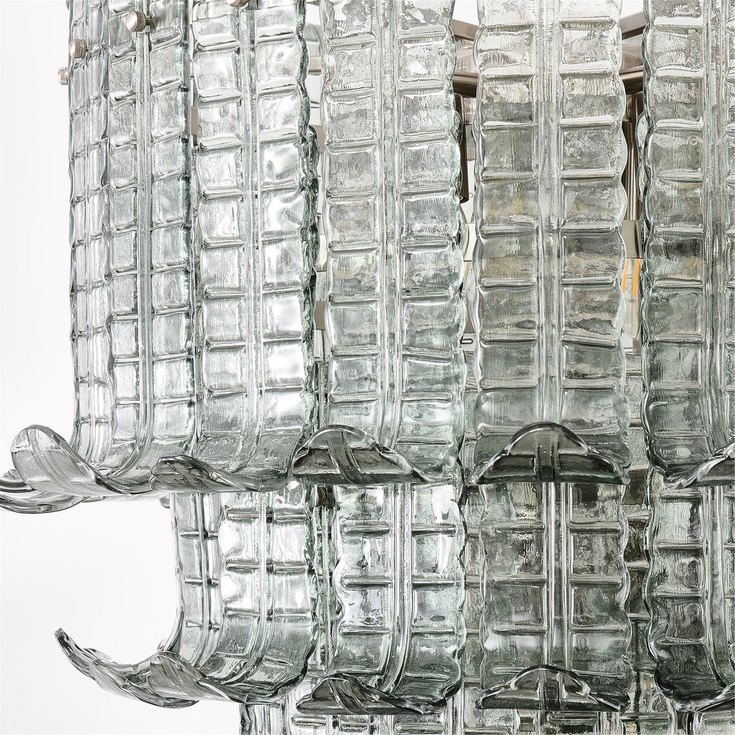 Elegant Cascade Glass Green Chandelier with Adjustable Height & LED Co