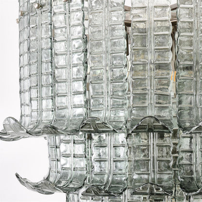 Elegant Cascade Glass Green Chandelier with Adjustable Height & LED Co