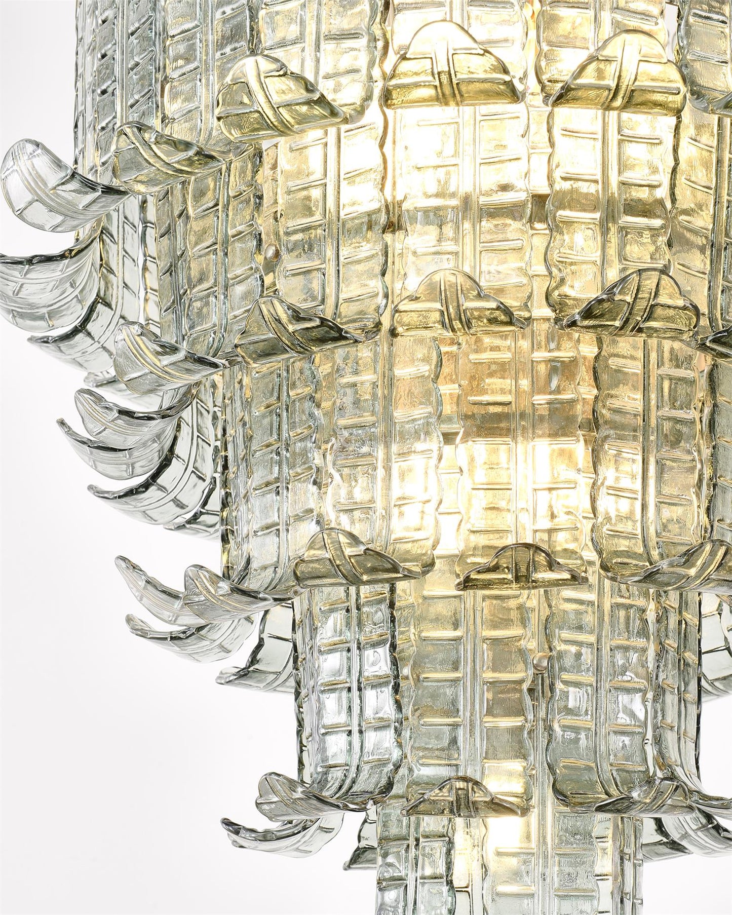 Elegant Cascade Glass Green Chandelier with Adjustable Height & LED Co