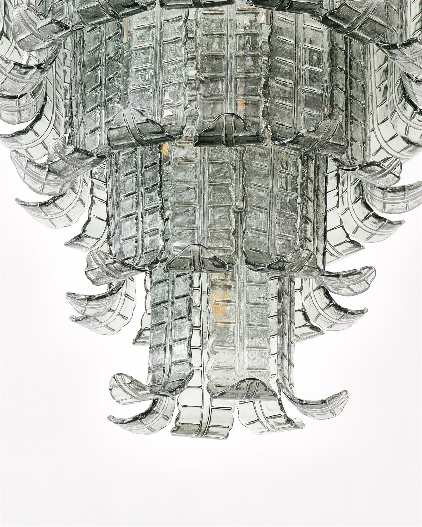 Elegant Cascade Glass Green Chandelier with Adjustable Height & LED Co
