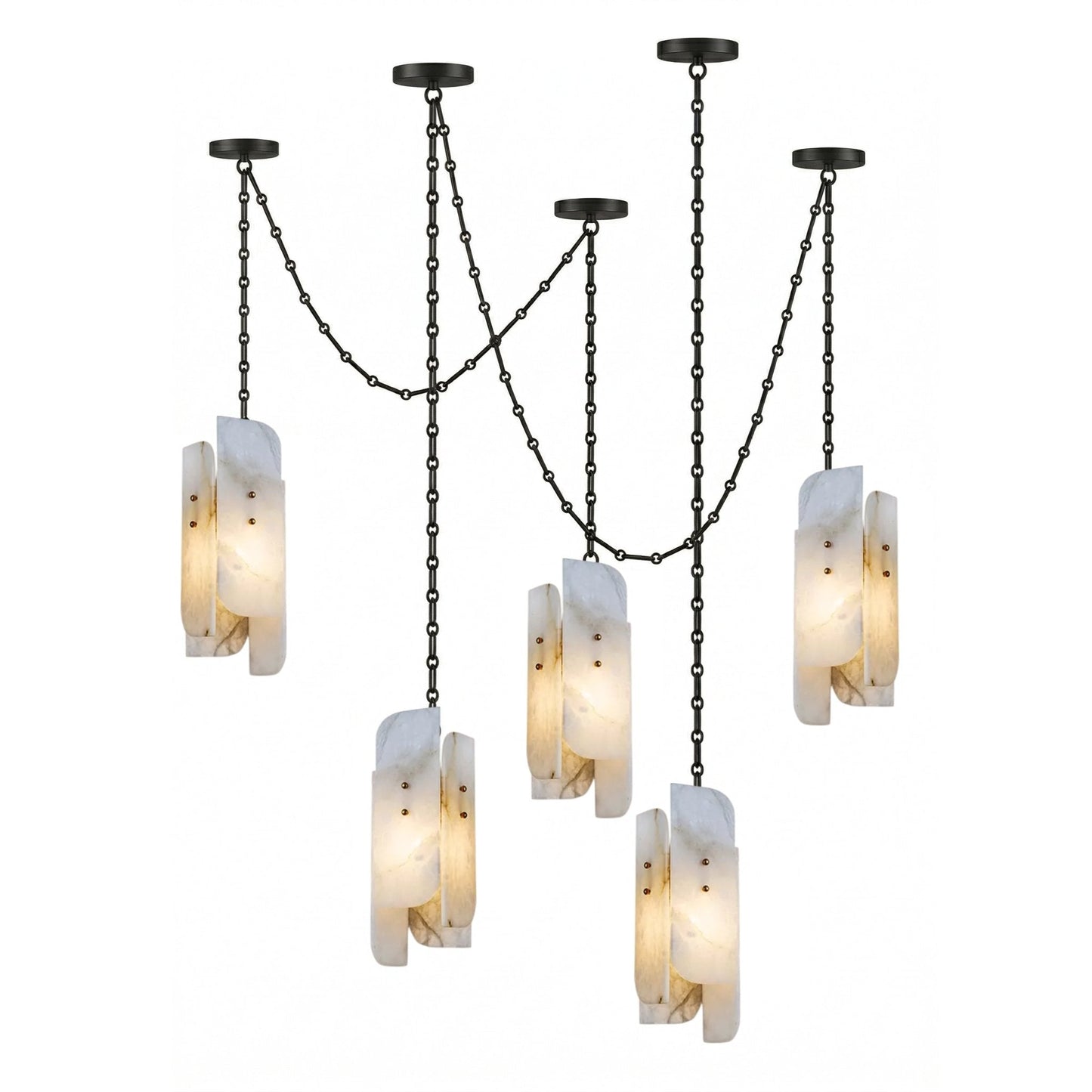 Cascading Chain Cluster Chandelier - Adjustable Height, Modern Design