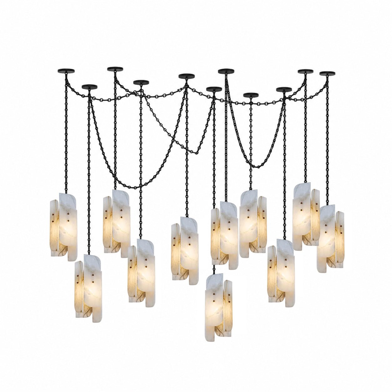 Cascading Chain Cluster Chandelier - Adjustable Height, Modern Design