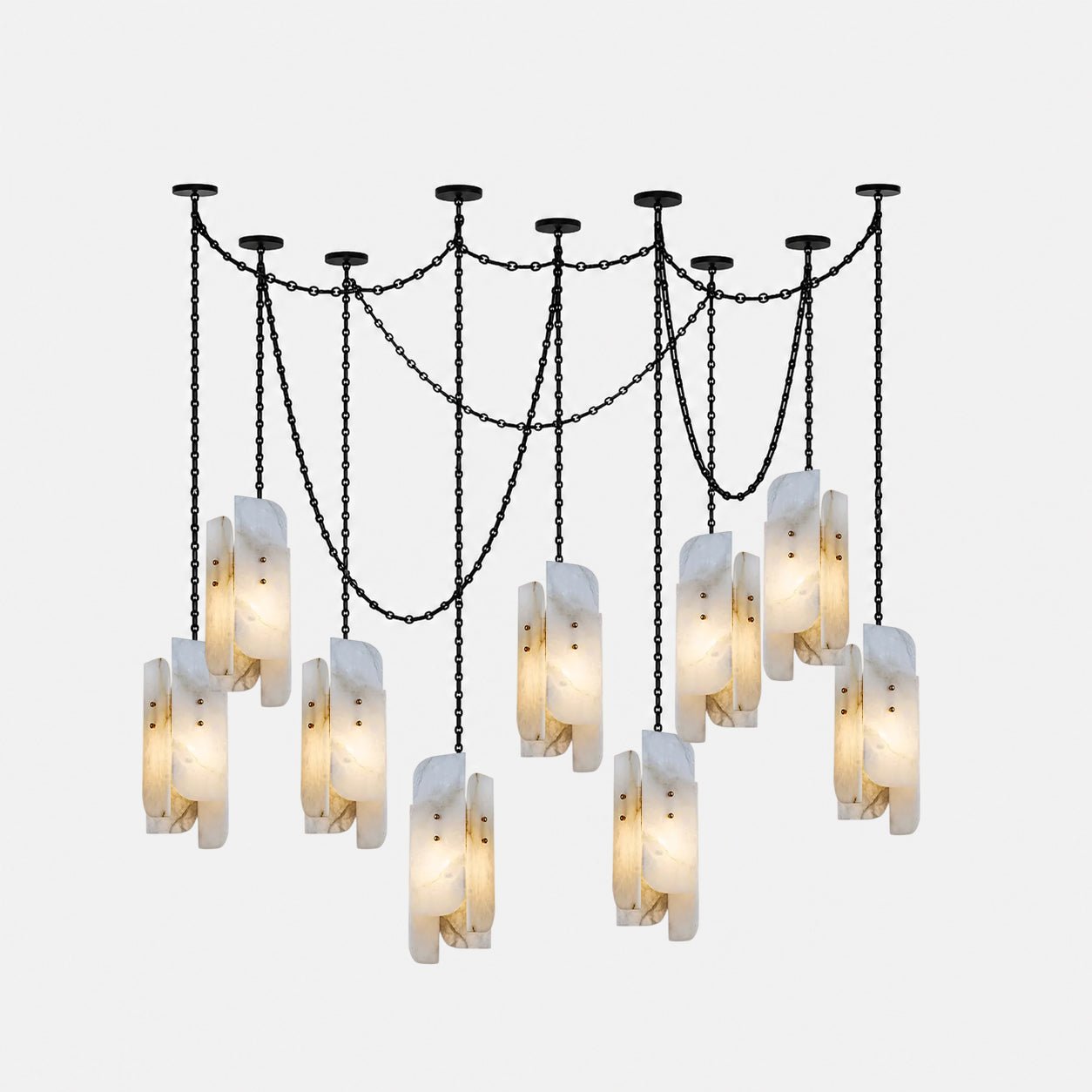 Cascading Chain Cluster Chandelier - Adjustable Height, Modern Design