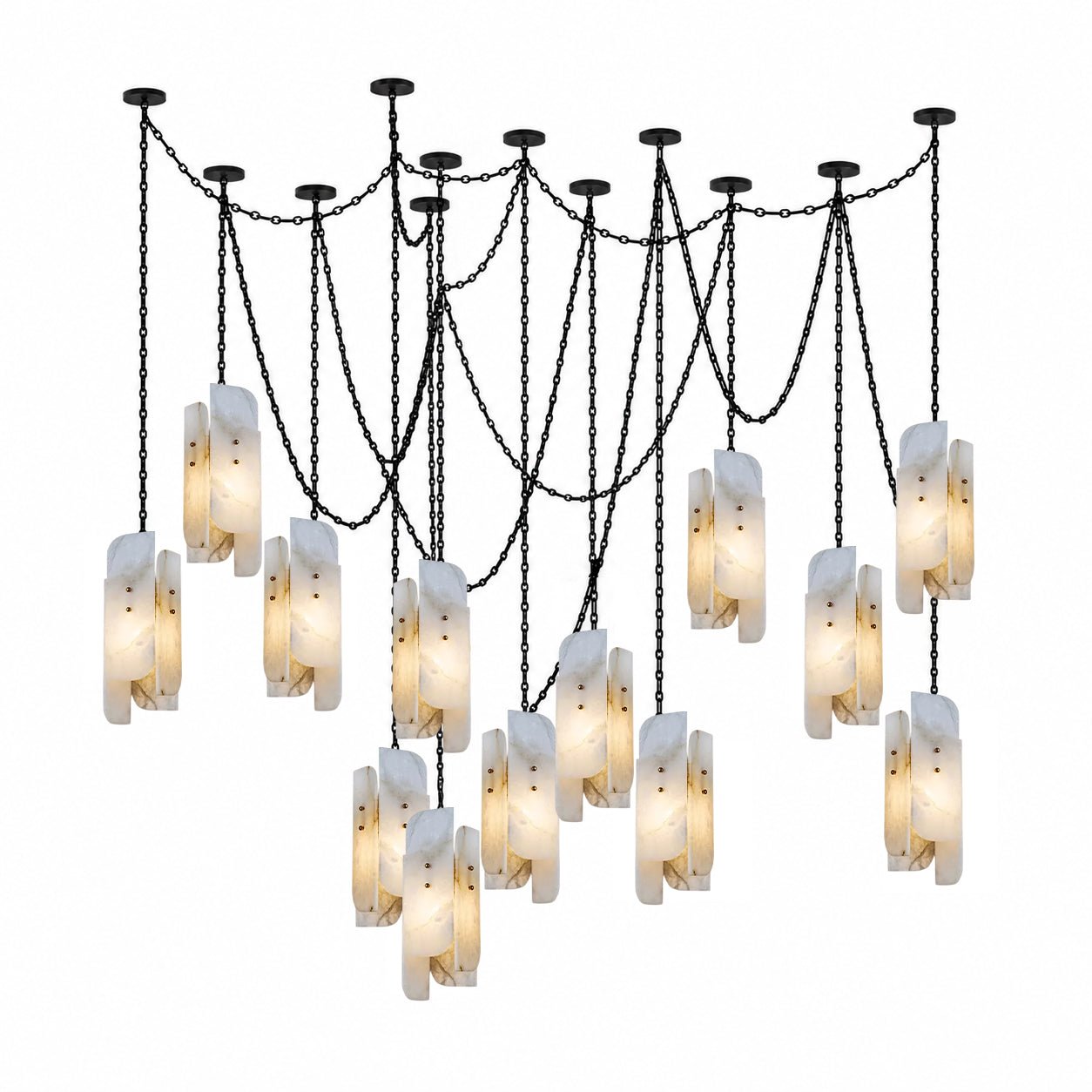 Cascading Chain Cluster Chandelier - Adjustable Height, Modern Design