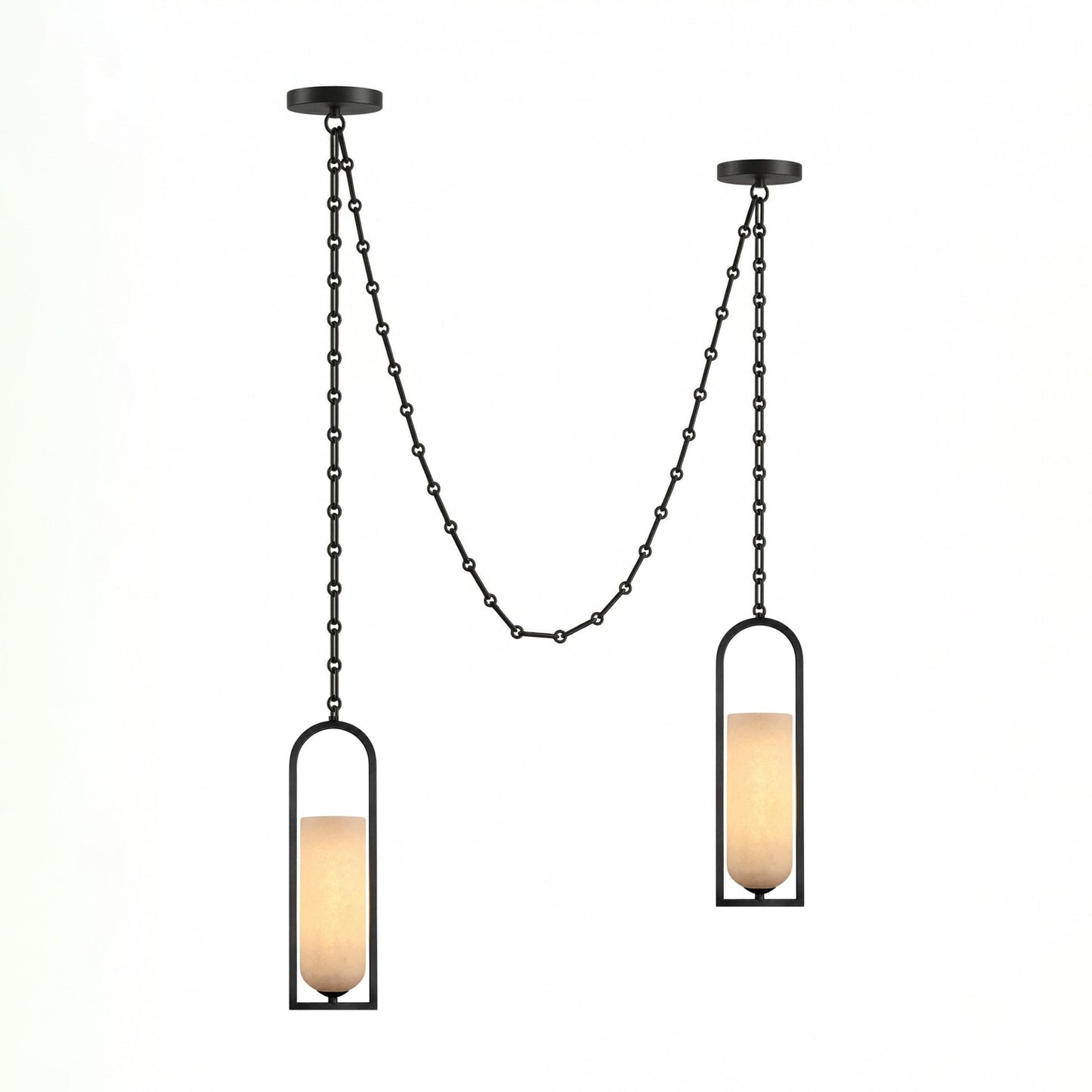 Cascading Chain Lantern Chandelier - Adjustable Height, Warm Glow Ligh