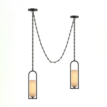 Cascading Chain Lantern Chandelier - Adjustable Height, Warm Glow Ligh