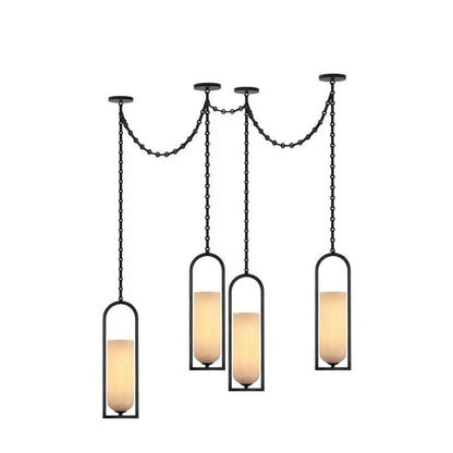 Cascading Chain Lantern Chandelier - Adjustable Height, Warm Glow Ligh