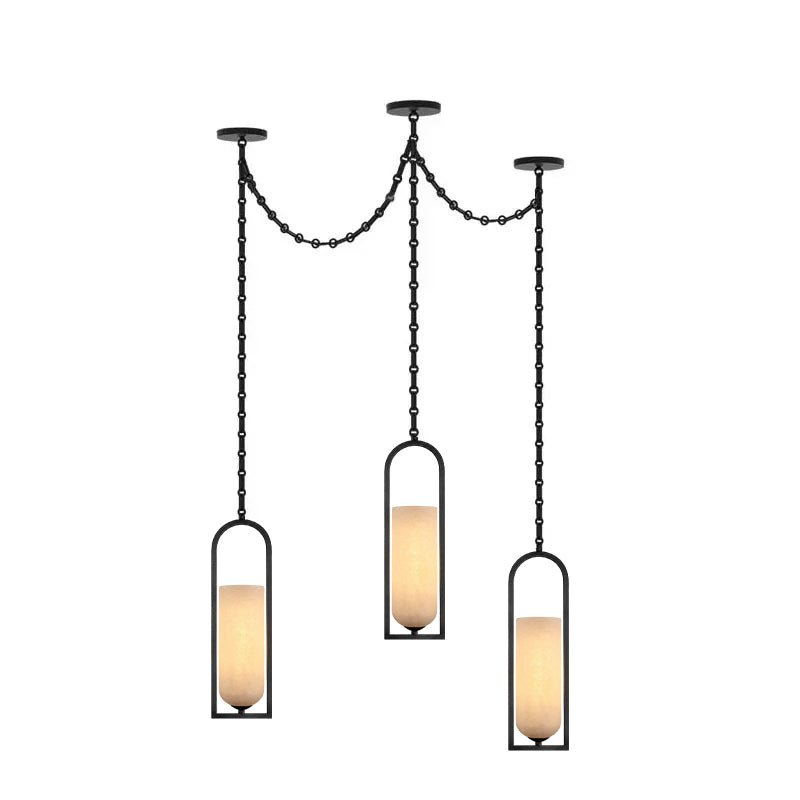 Cascading Chain Lantern Chandelier - Adjustable Height, Warm Glow Ligh