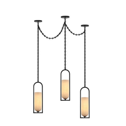 Cascading Chain Lantern Chandelier - Adjustable Height, Warm Glow Ligh