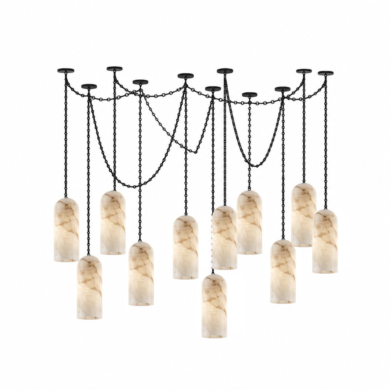 Cascading Chain Capsule Chandelier - Modern Design, Adjustable Height