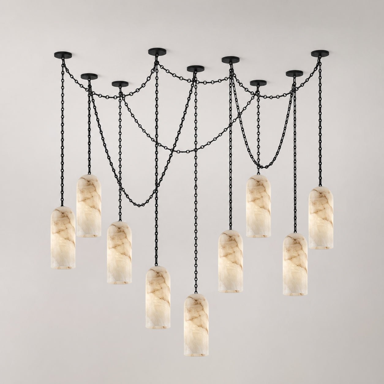 Cascading Chain Capsule Chandelier - Modern Design, Adjustable Height