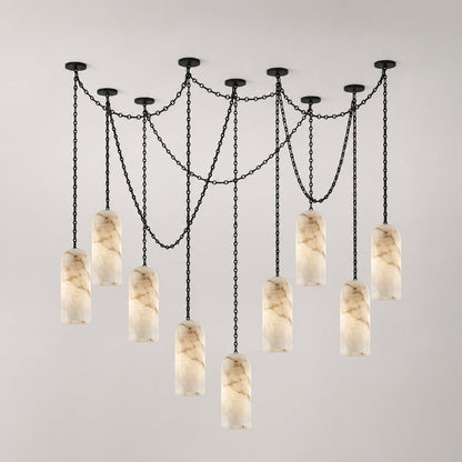 Cascading Chain Capsule Chandelier - Modern Design, Adjustable Height